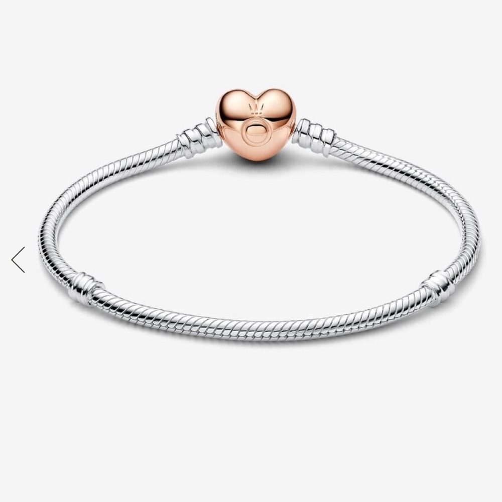 Pandora Moments Heart Clasp (rose gold) Snake Chain Bracelet